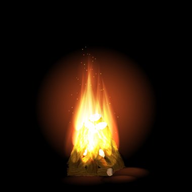 şenlik ateşi ile yanan paulin