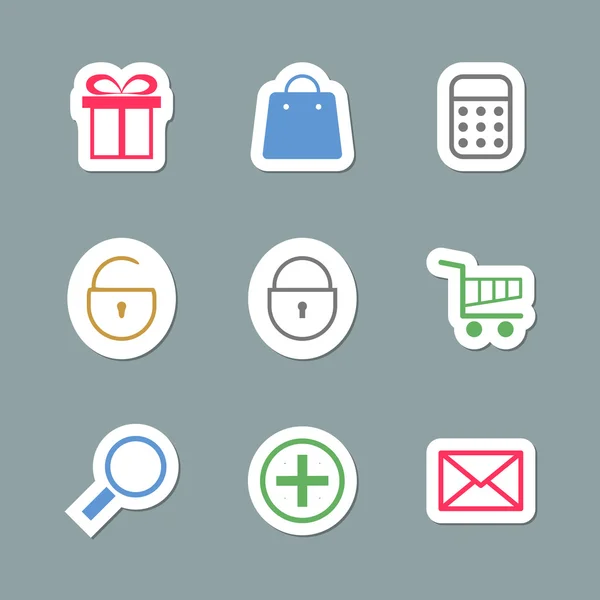 Ícones de compras como Labes — Vetor de Stock