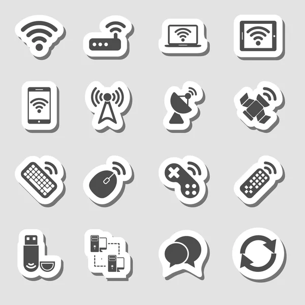 Iconos de dispositivos inalámbricos configurados como Labes — Archivo Imágenes Vectoriales