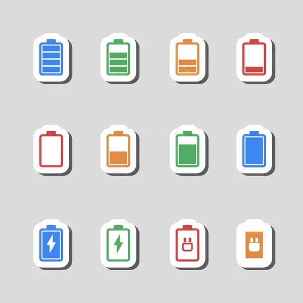 Battery Icons Set as Labes — Stock Vector