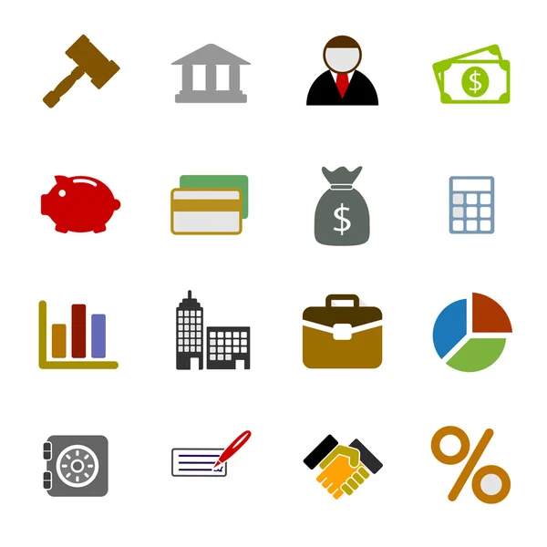 Цвет бизнес набор иконок — стоковый вектор