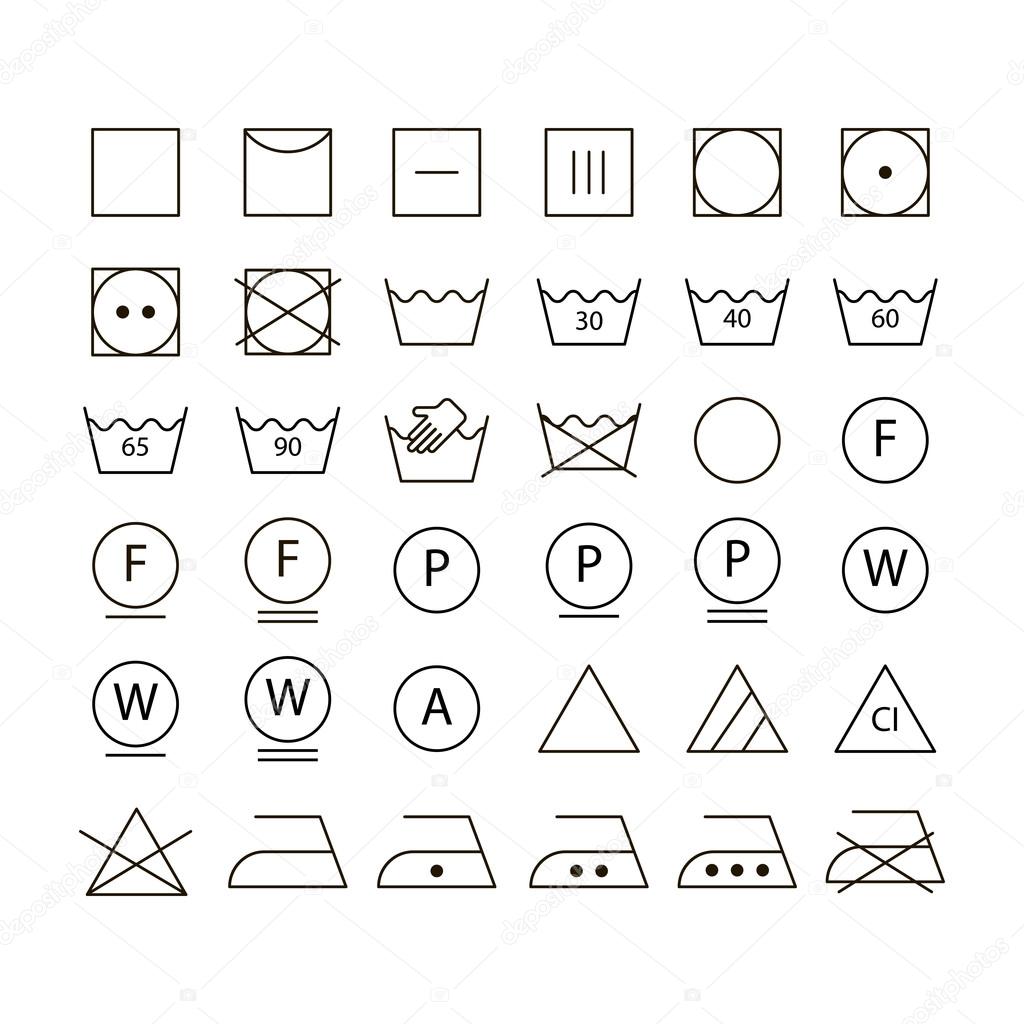 Set of washing symbols