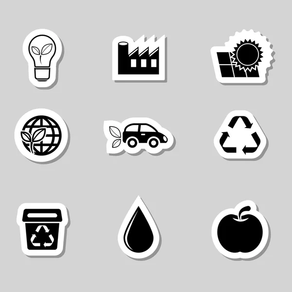 Ecology Icons Set as Labes — Stock Vector