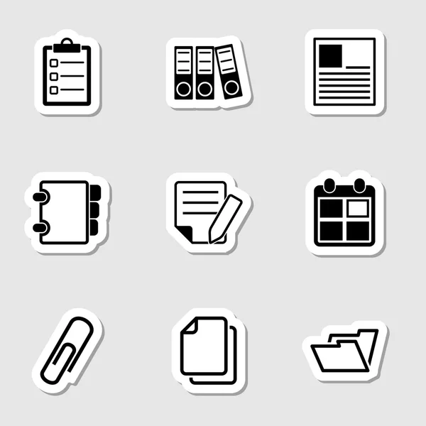 Iconos de oficina de documentos como etiquetas — Vector de stock