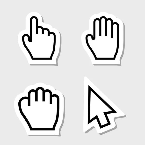 Hand-Cursor-Symbole als Etiketten — Stockvektor