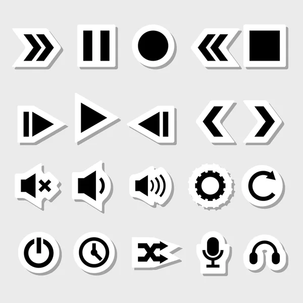 Icons Player Set as Labels — стоковый вектор