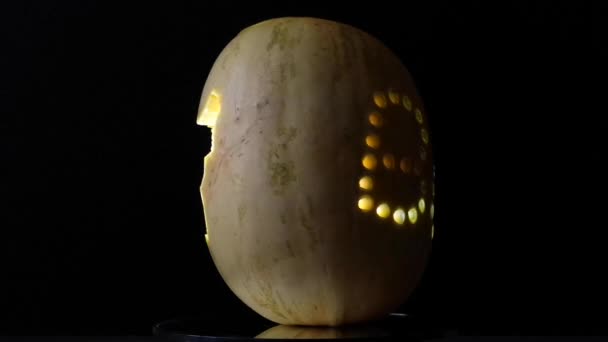 Citrouille Avec Une Inscription Brillante Boo Fantôme — Video