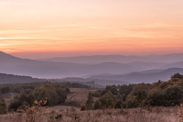 Krajobraz Jesiennych Karpat Zachodzie Słońca — Zdjęcie stockowe