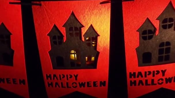 Guirnalda Festiva Brillante Banderas Para Celebrar Halloween — Vídeos de Stock