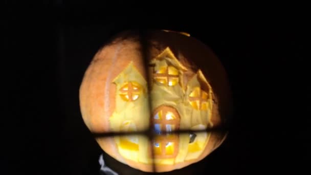 Luminosa Ghirlanda Festiva Bandiere Festeggiare Halloween — Video Stock