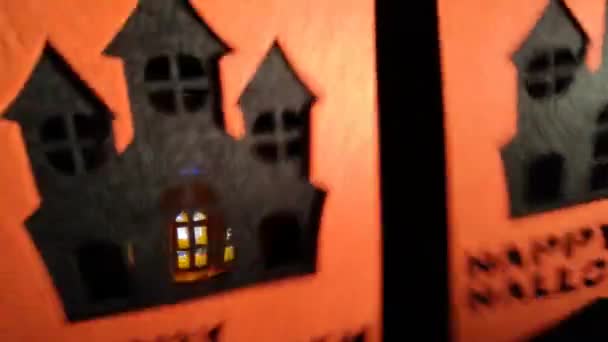 Яркая Праздничная Гирлянда Флагов Честь Хэллоуина — стоковое видео