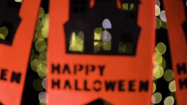 Luminosa Ghirlanda Festiva Bandiere Festeggiare Halloween — Video Stock