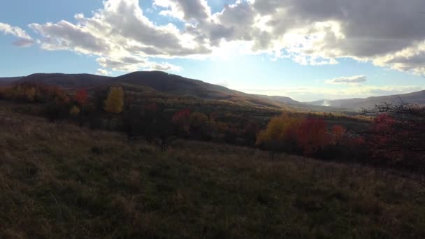 Tijd Rondt Herfstlandschap Karpaten — Stockvideo