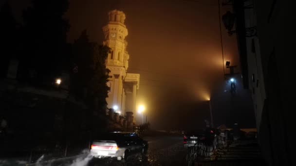 Éjszakai Városkép Sűrű Ködben — Stock videók