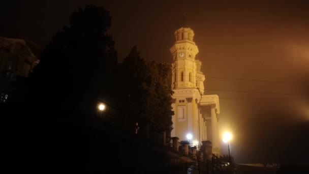 Cidade Noturna Nevoeiro Pesado — Vídeo de Stock