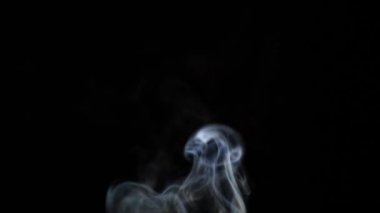 Beautiful movement of smoke in a beam of light on a dark background