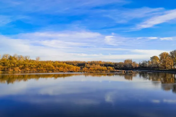 Осенний Пейзаж Горной Реки Закате — стоковое фото