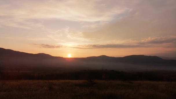 Timelapse Φθινοπωρινό Τοπίο Στο Ηλιοβασίλεμα Ορεινή Περιοχή — Αρχείο Βίντεο