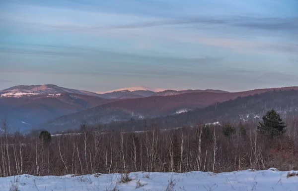 Winter Evening Countryside Landscape Carpathians — Fotografia de Stock