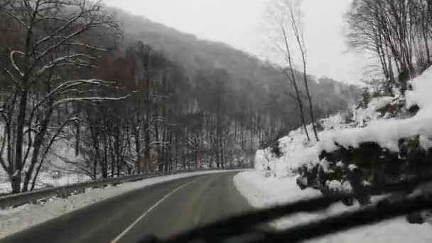 Bir Suv Kışın Karpatlar Boyunca Seyahat Eder — Stok video