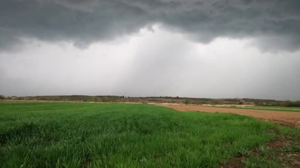 Landscape Spring Thunderstorm Fields — Stock videók