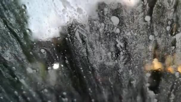 Lavage Voiture Vue Intérieure Travers Pare Brise — Video