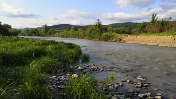 Paisaje Lapso Tiempo Río Montaña Atardecer — Vídeos de Stock