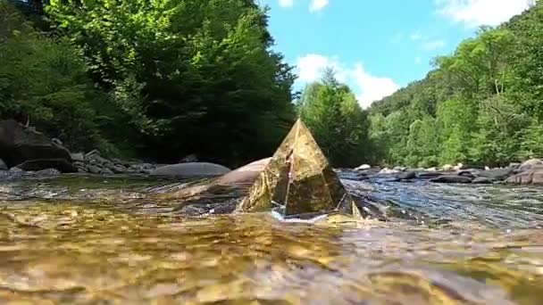 Crystal Pyramid Summer Mountain River — Stock video