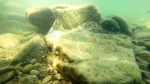 Pyramide Cristal Dans Une Rivière Montagne Été — Video