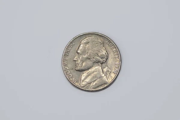 Obrácená Americká Mince Pět Centů Roku 1974 — Stock fotografie