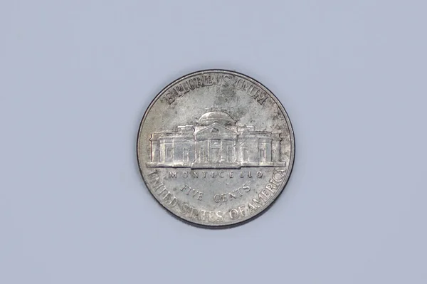 Reverzní Americká Mince Pět Centů Roku 2001 — Stock fotografie