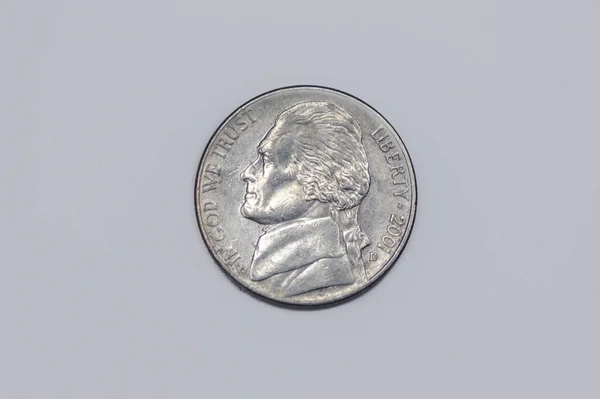 Vorderseite Einer Amerikanischen Fünf Cent Münze Aus Dem Jahr 2001 — Stockfoto