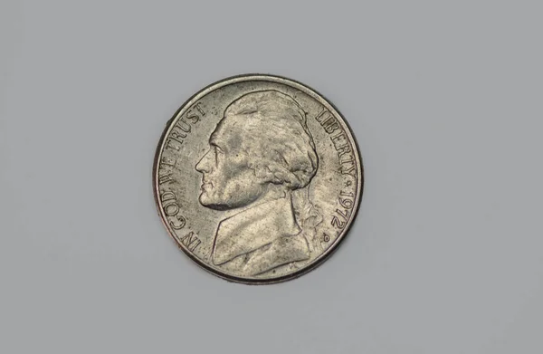 Obverse 1972 American Five Cents Coin — стокове фото