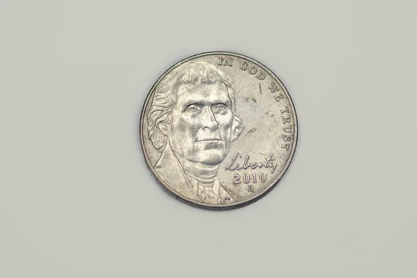 Obverse 2010 American Five Cents Coin — стокове фото