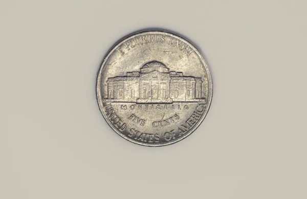 Reverse 1986 American Five Cent Coin — стоковое фото