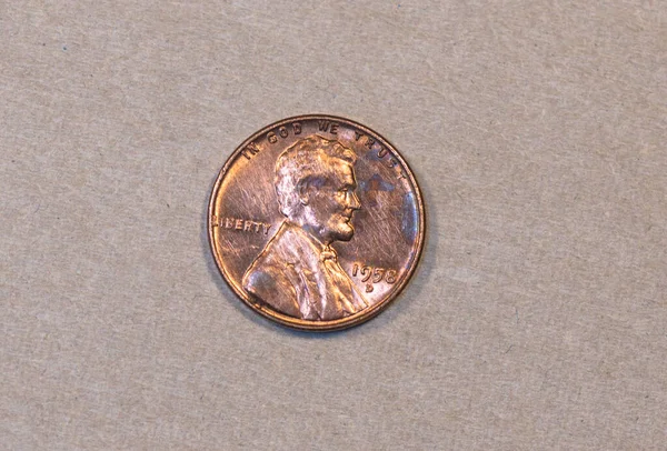 Reverse 1958 American One Cent Coin — Photo