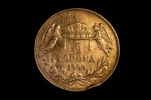 Reverse 1900 Hungarian Crown Coin — Fotografie, imagine de stoc