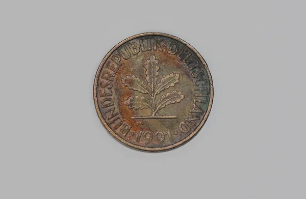 Obverse 1991 German Pfennig Coin — стокове фото
