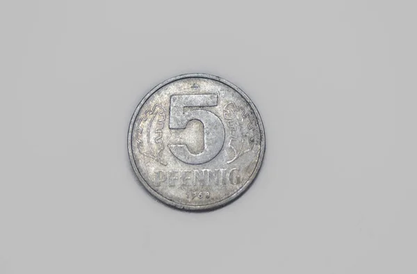 Reverse 1968 German Pfennig Coin — 图库照片