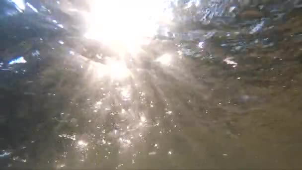 Underwater Landscape Sun Rays Mountain River — Vídeo de Stock