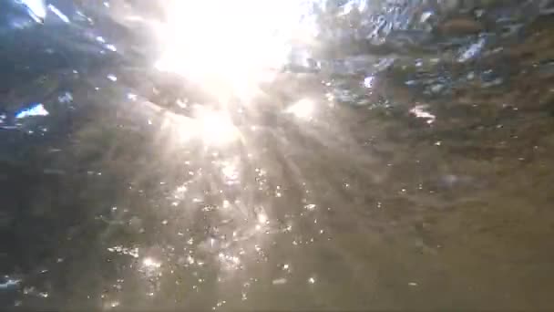 Underwater Landscape Sun Rays Mountain River — Stock videók