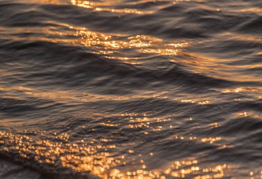 The surf of the lake at golden hour