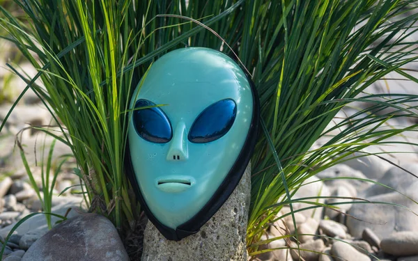 Alien mask on the background of nature
