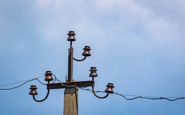 Landscape Old Electric Pole — Stock fotografie