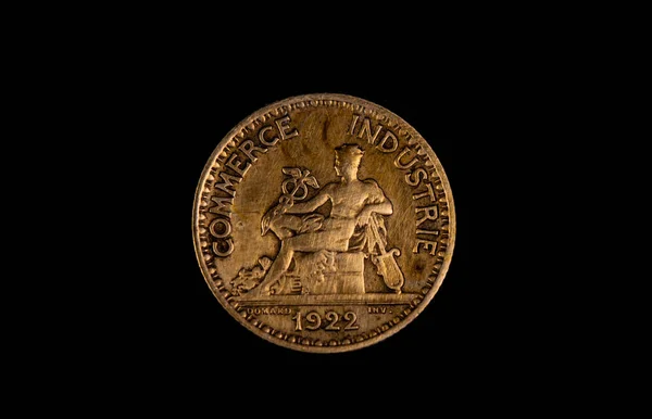 Εμπρόσθια Όψη Γαλλικού Νομίσματος Φράγκου 1922 — Φωτογραφία Αρχείου