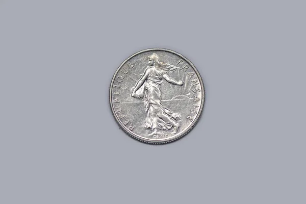 Обратная Сторона Французской Монеты Полфранка 1986 Года — стоковое фото