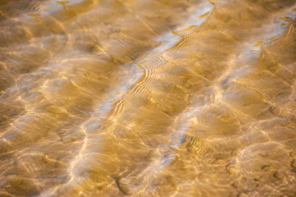 Varied wave texture mountain river at sunset time