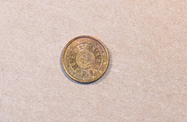 Obverse Portuguese Euro Cent Coin 2008 — стокове фото