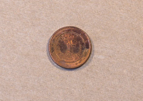 2010年のオーストリア1ユーロ硬貨の海外 — ストック写真