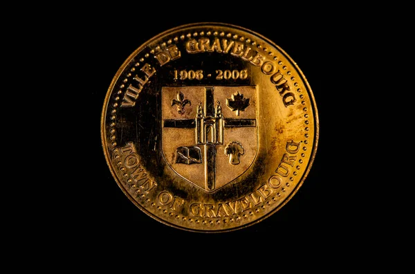 Reverso Una Moneda Canadiense Recuerdo Honor Centenario Ciudad Gravelburg — Foto de Stock